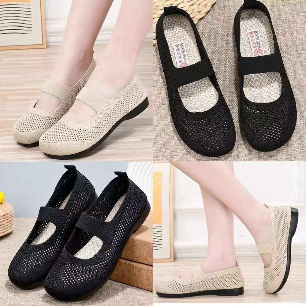 Kobiety Flats Shoes Slip on Foldable Loafers for Women Square Toe Single Shoes Hollow Out Fashion Mom Casual Shoes for Ladies