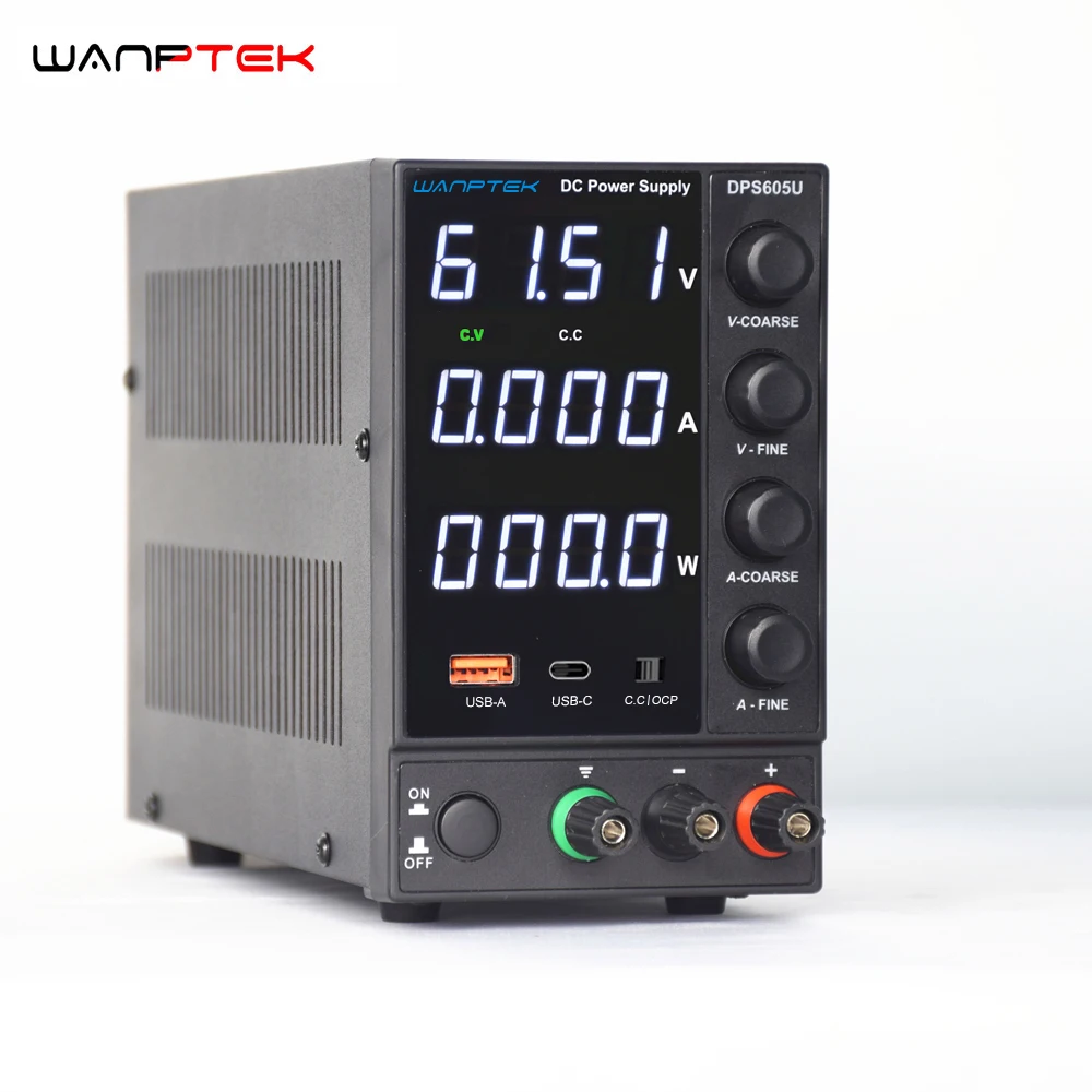 Wanptek Adjustable DC Power Supply 30V 10A 60V 5A with USB & Type C Regulated Switching Lab Bench Power Supply