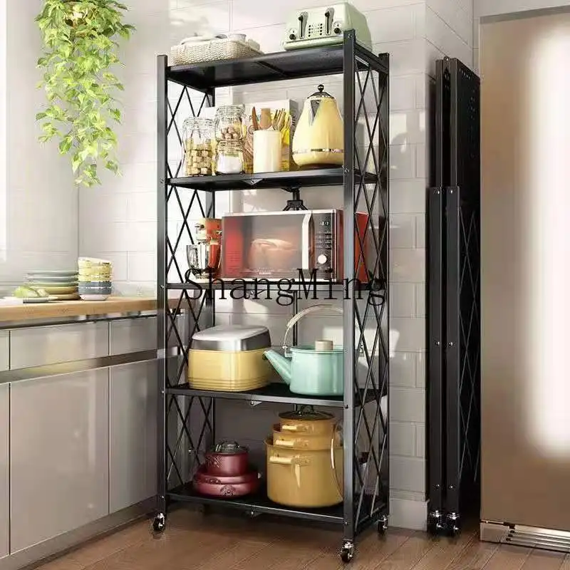 

FG kitchen free installation foldable shelves floor-to-ceiling multi-layer shelves removable storage and finishing shelves