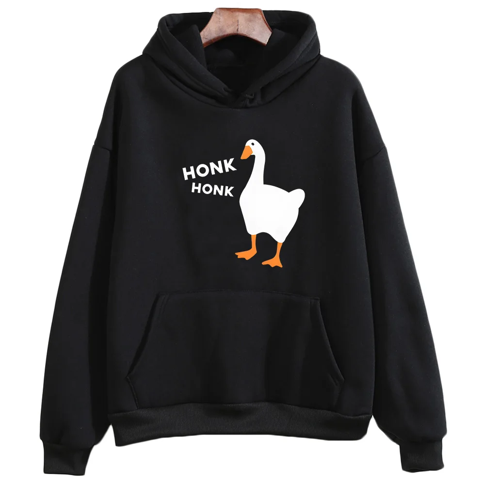 

Honkus Ponkus Goose Print Sweatshirts Cute Animal Graphic Hoodies Long Sleeve Casual Pullovers Women/men Comfortable Fleece Tops