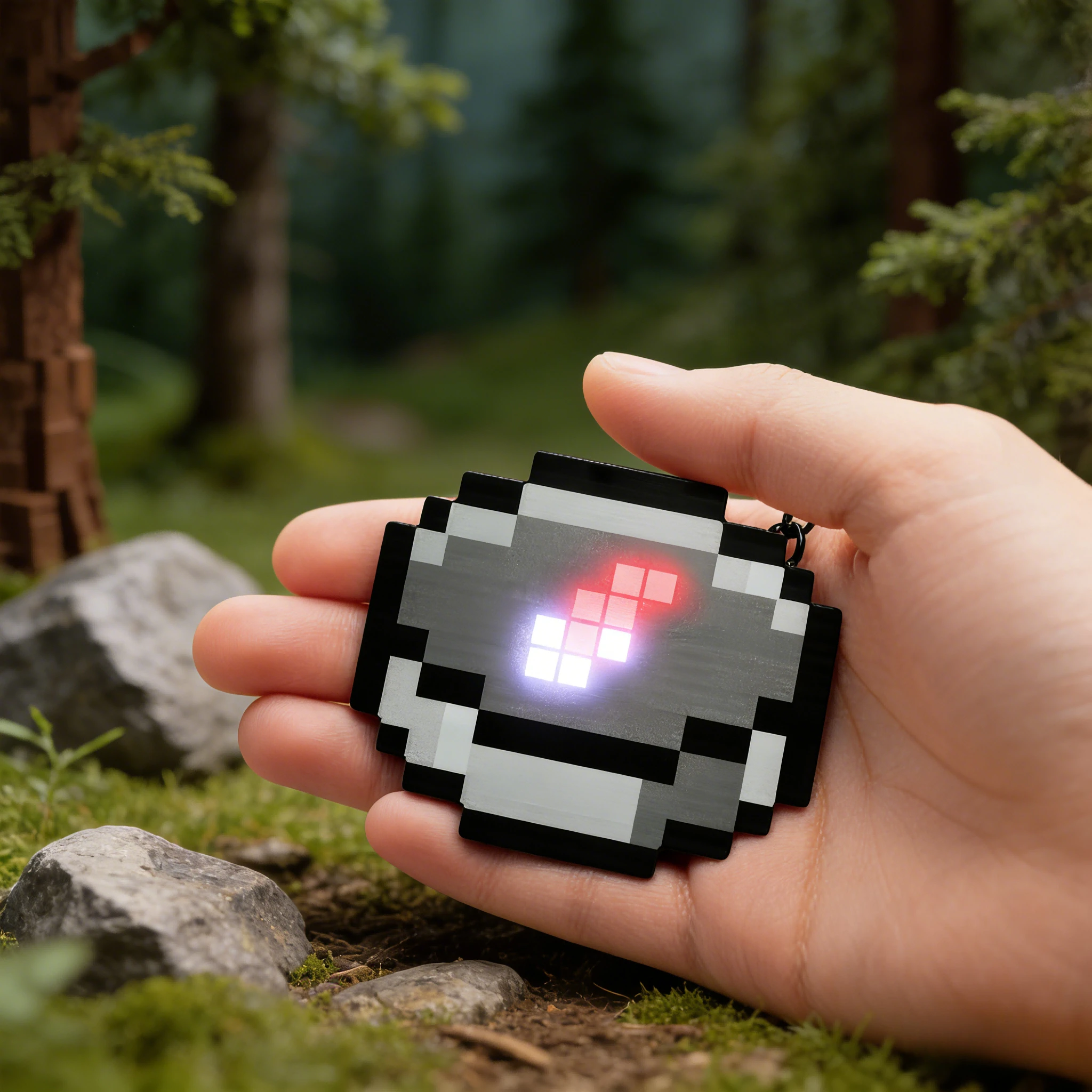 3d Pixel Compass Pendant Pixel Game Keychain Toys Simple Design USB Rechargeable Can Glow and Indicate Directions Best Gift