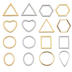 20pcs Stainless Steel Wave Frames Charms DIY Earrings Pendants Circle Drop Hexagon Blank Bezel for Resin Jewelry Making Findings