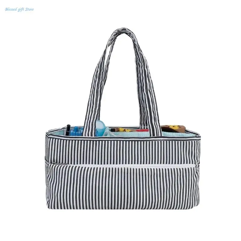 

Convenient Baby Diaper Carrying Case Travel Organiser Bag Striped Storage with Large Capacity for Family Outings