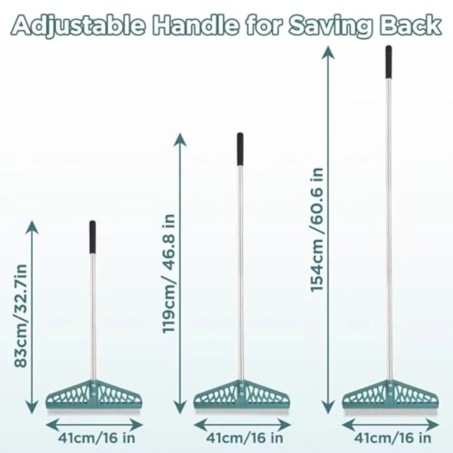 Artificial Turf Rake with Adjustable Steel Handle from 32 to 61 Inch, Durable Artificial Grass Rake, Turf Brush for Cleaning pe