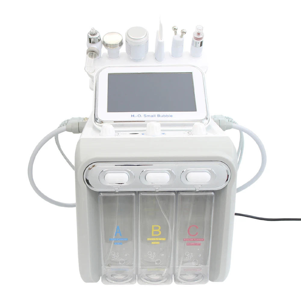 6 in 1 Wasserstoff Derma brasion Gesichts schönheit Maschine Aqua Peeling Tiefen reinigung Lifting Wasser Mikro derma brasion Gerät Hautpflege – Detail 7