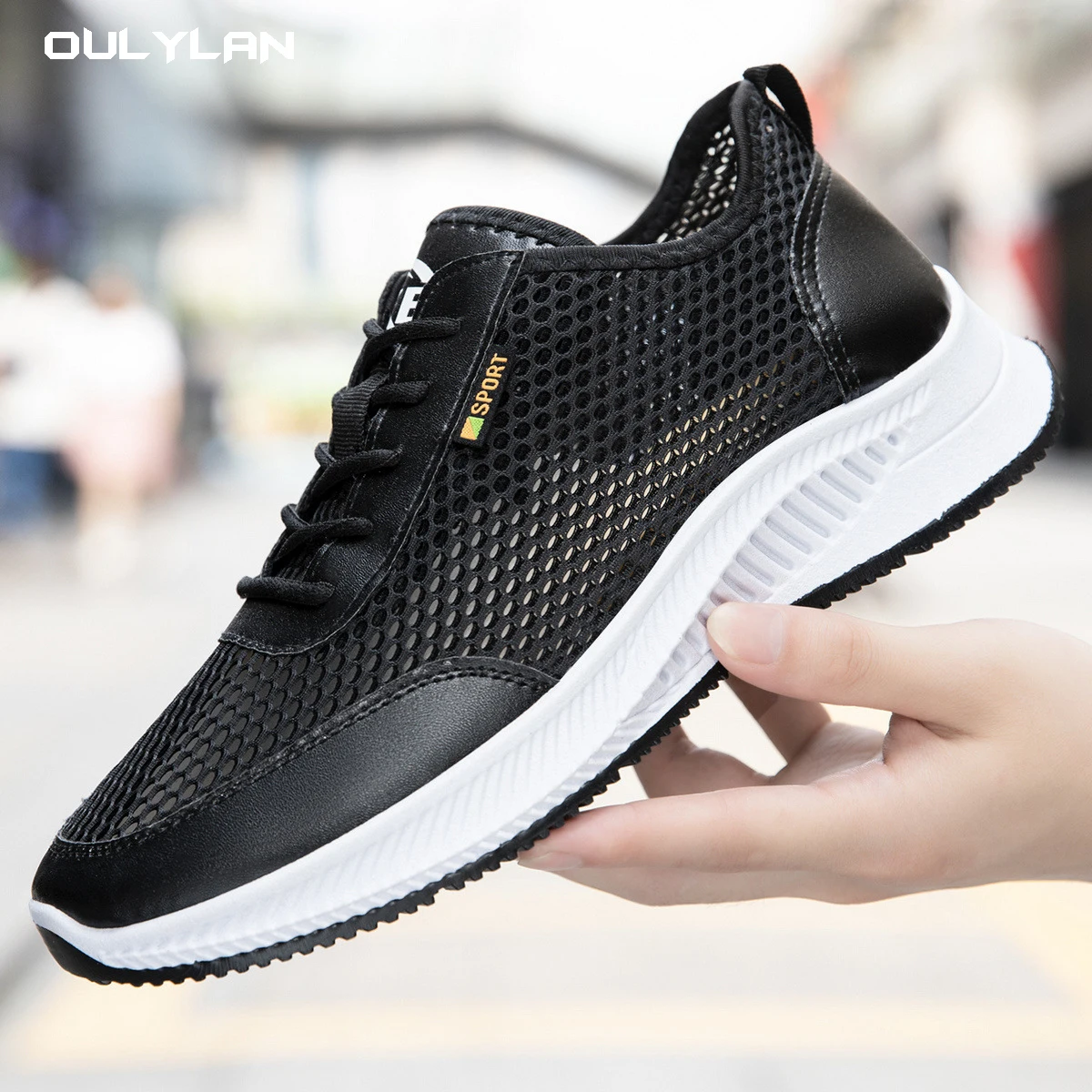 Summer Men's Sneakers Outdoor Breathable Thin Mesh Shoes Soft Soles Student Running Shoes Casual Comfortable Hollow Sports Shoes