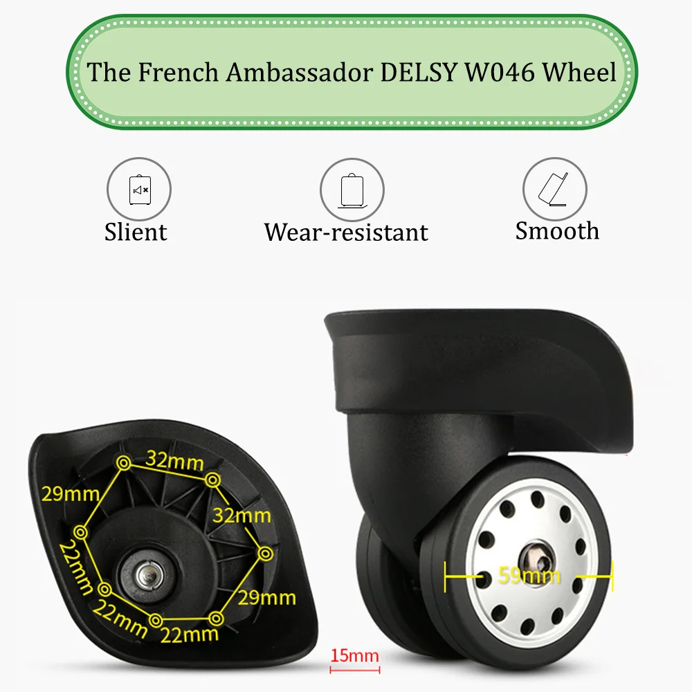 For The French Ambassador DELSY W046 Universal Wheel Trolley Case Wheel Luggage Pulley Sliding Casters Slient Wear-resistant