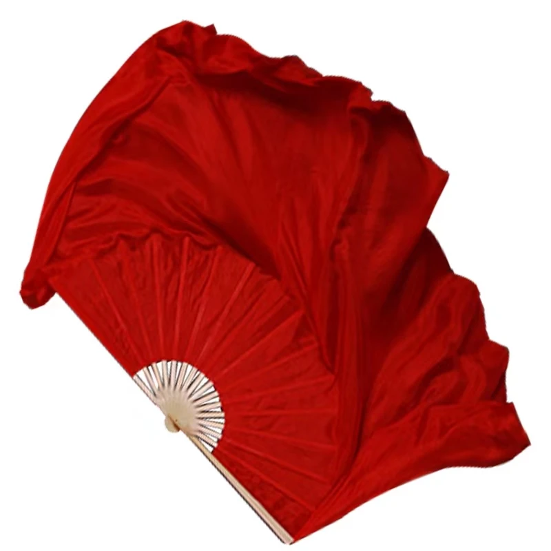 

Chinese Classical Dance Fan Silk Double-sided Solid Color Dance Red Hand Fan Imitation Silk Yangge Performance Props Ventilador