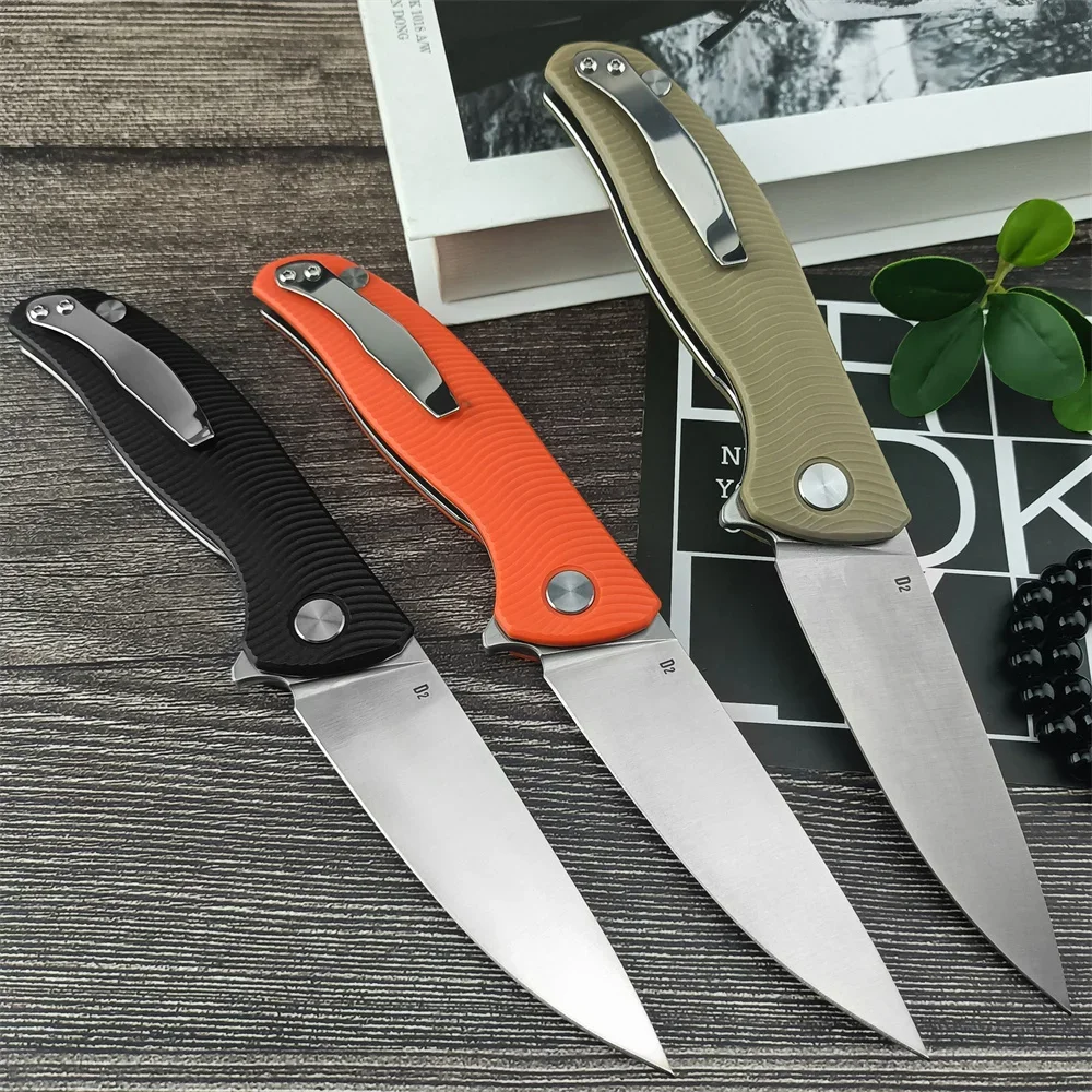 Russian Style Bearing Flipper Assisted Pocket Folding Knife D2 Blade Nylon Fiber Handle Outdoor Tactical Knives Hunting EDC Tool