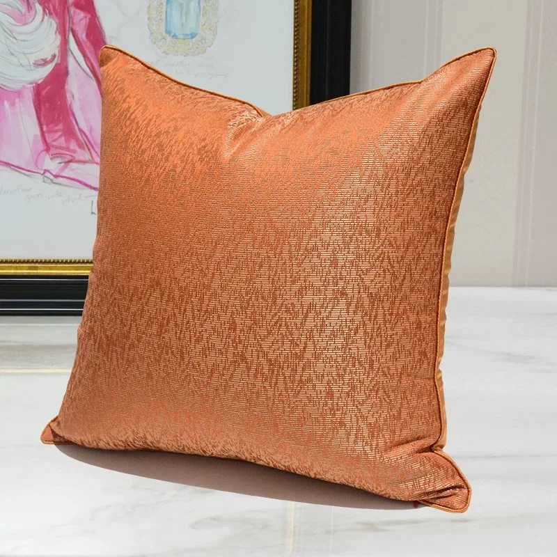 Pillow Case Orange Modern Wave Pattern Woven Square 45x45cm 1 Piece Pack Sofa Home Cushion Cover Washable