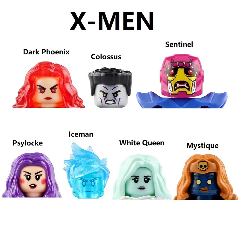 Dark Phoenix Mystique Iceman Psylocke Sentinel Colossus White Queen X Men Set Building Blocks Mini Action Figure Toys