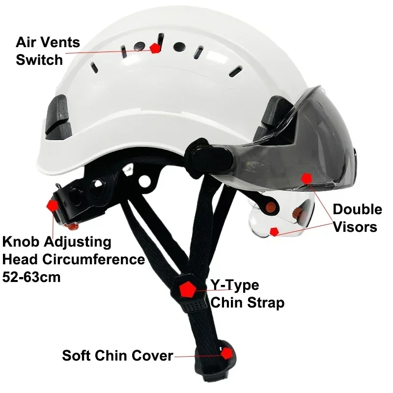 

New Construction Safety Helmet With Built In Visor For Engineer CE ABS Hard Hat ANSI Industrial Work Cap Goggles Head Protection