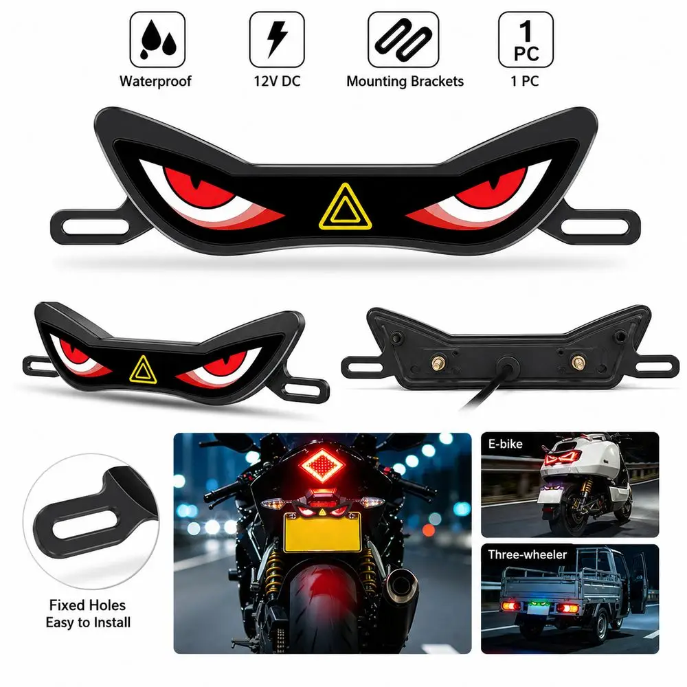 Waterproof Motorcycle License Plate Light Strobe Mode Anti Reverse Warning LED License Plate Light Car Decorative Tool