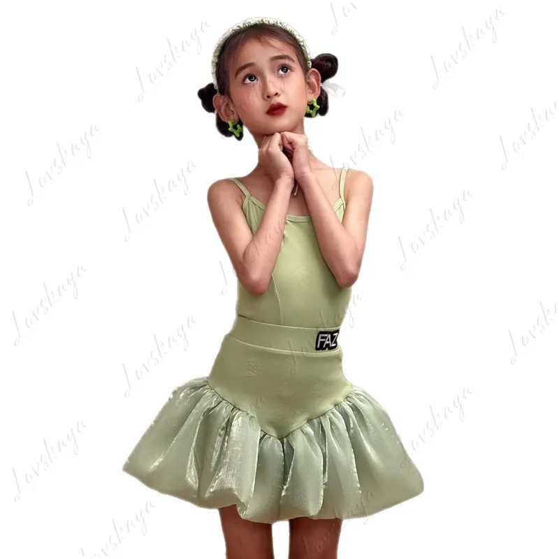 여아용 전문 트레이닝 공연 드레스, 홀터 스타일 댄스 드레스, 라틴 댄스 드레스, 어린이 연습복