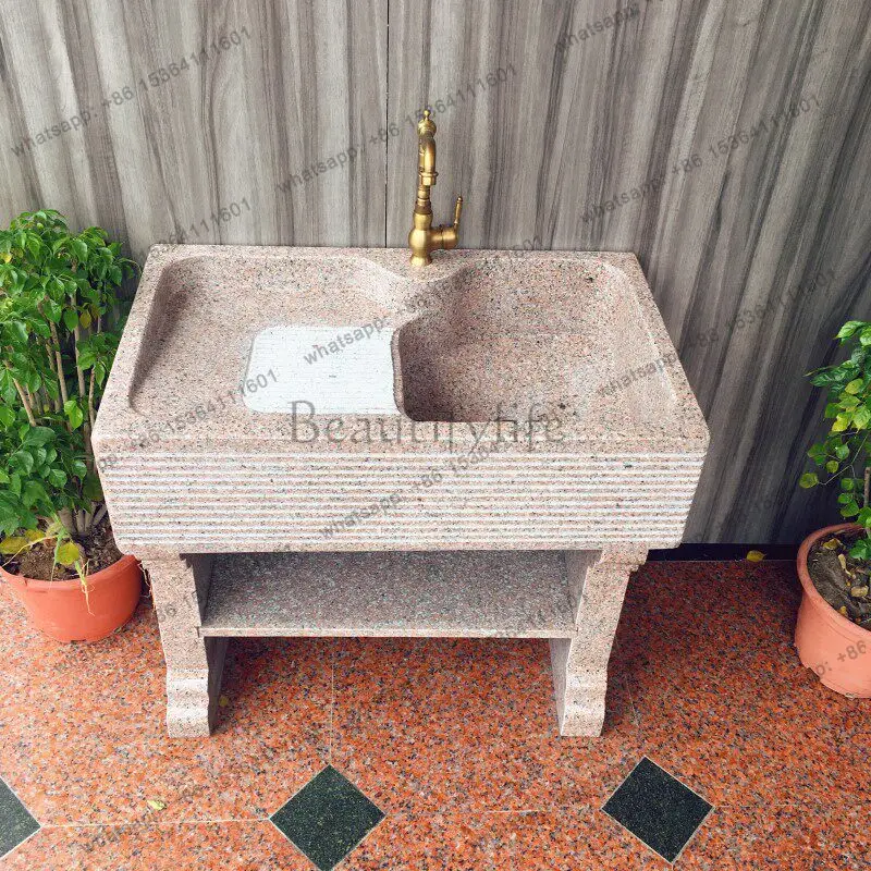 Household marble i laundry pool with washboard courtyard whole stone integrated stone sink