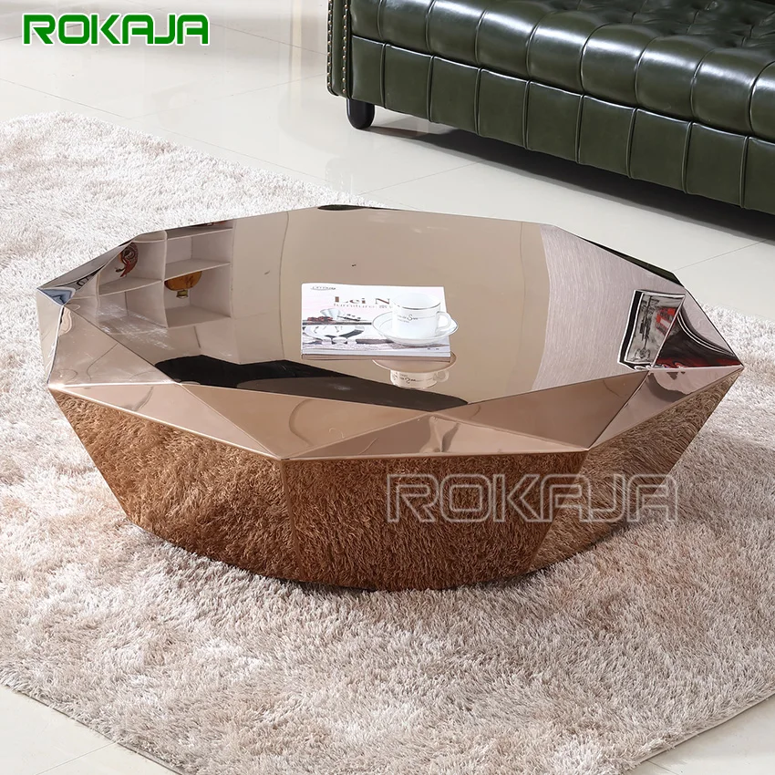 Creative Diamond Coffee Table All Glass Polygonal Round Coffee Table Luxury Living Room Furniture