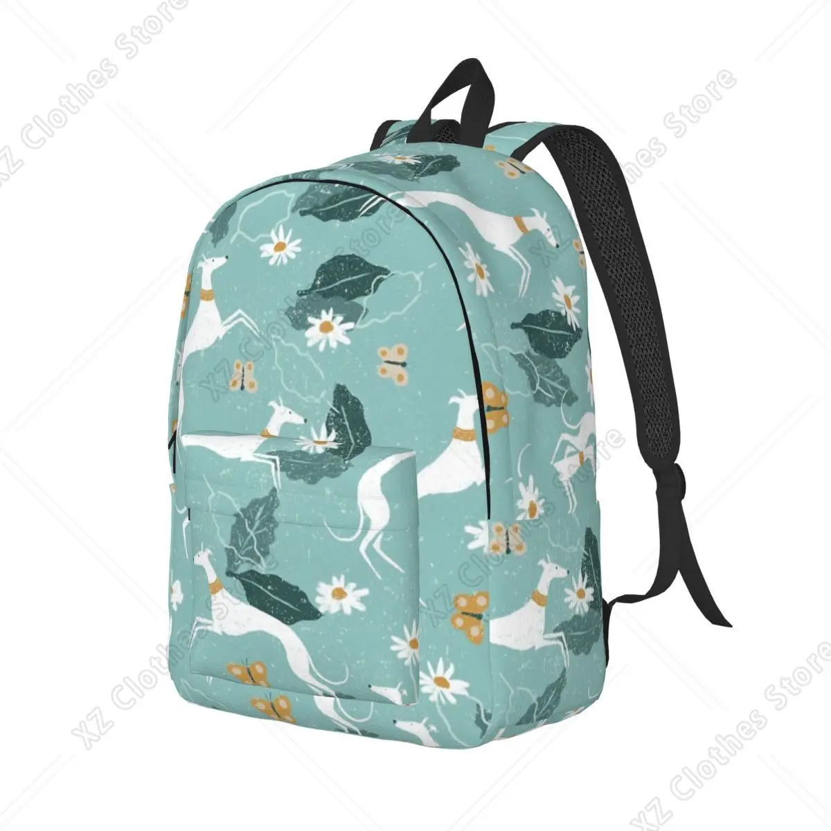 Greyhound And Butterfly Backpack Elementary High College School Student Dog Lover Book Bags Men Women Canvas Daypack Outdoor