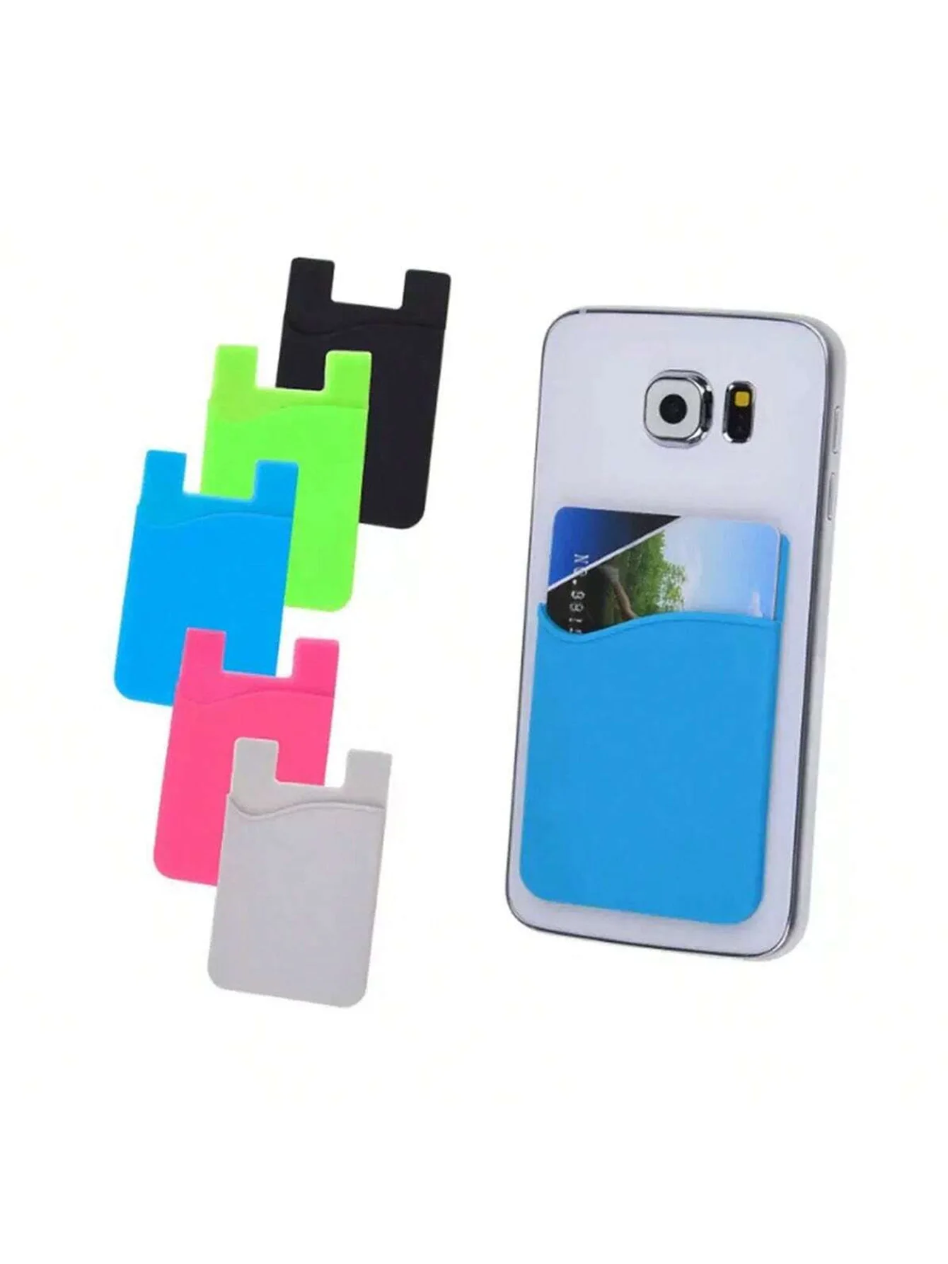 Silicone Phone Card Holder, Bank Card, Bus Card, Id Card Sticker, 2 Pieces