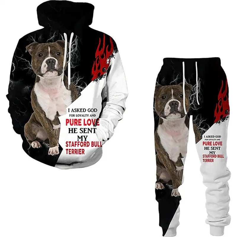 

Animal Dog Hoodies Pant Set 3D Print Men Sweatshirts Sweatpants Outdoor Sports Streetwear Two Piece Suits Tracksuit Man Clothing