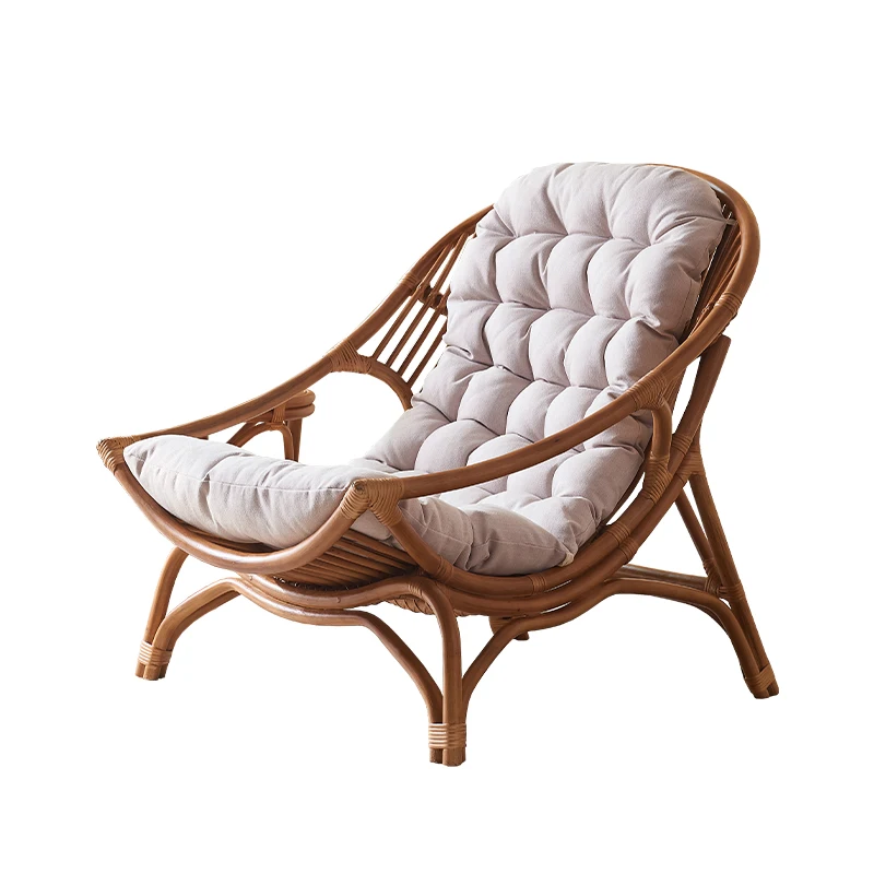 Chinese retro rattan chair Indonesian real rattan, leisure chair single balcony homestay home chair purely handmade