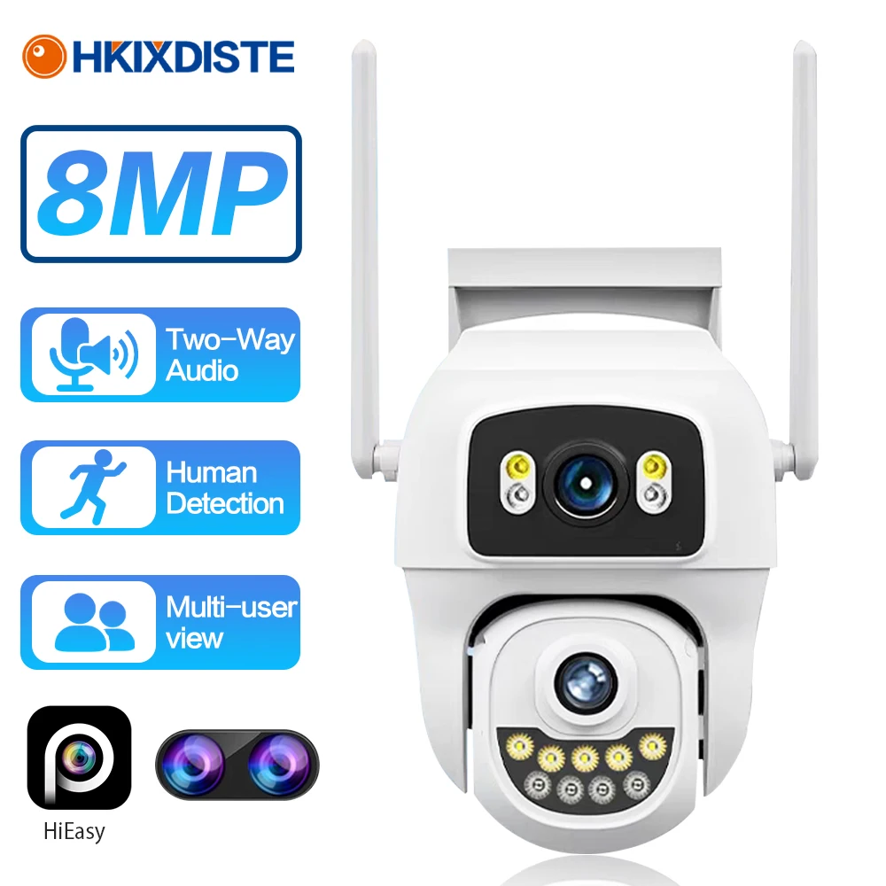 

4K Dual Lens Wifi PTZ Security Camera Outdoor Auto Tracking Wireless Wireless CCTV Video Surveillance Camera Color Night Vision