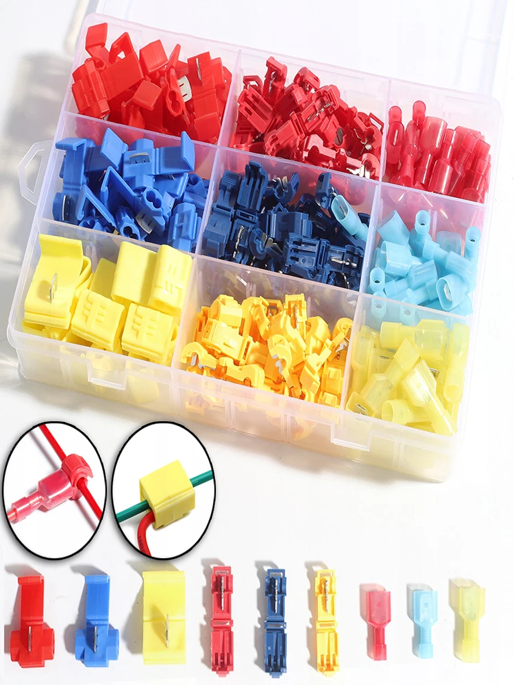 160PCS T-Tap Connector Quick Electrical Cable Connector Snap Splice Lock Wire Terminal Crimp Wire Terminal