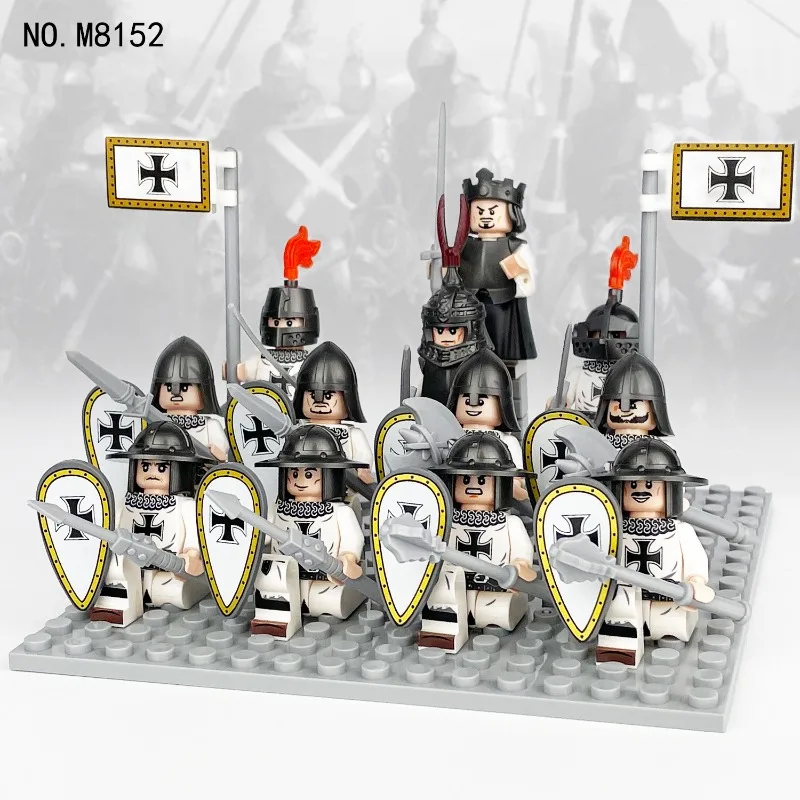 Base de Escudo Medieval Crusader 8152, Brinquedo de Blocos de Montar Meigao, Atacado Transfronteiriço