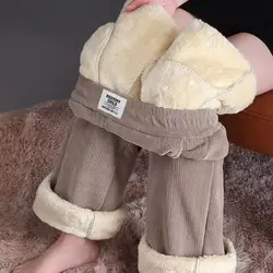 2023 Winter Nieuwe Fluwelen Verdikte Damesbroek Wijde Pijpen Broek Dames Casual Lamsfluwelen Damesbroek Trend