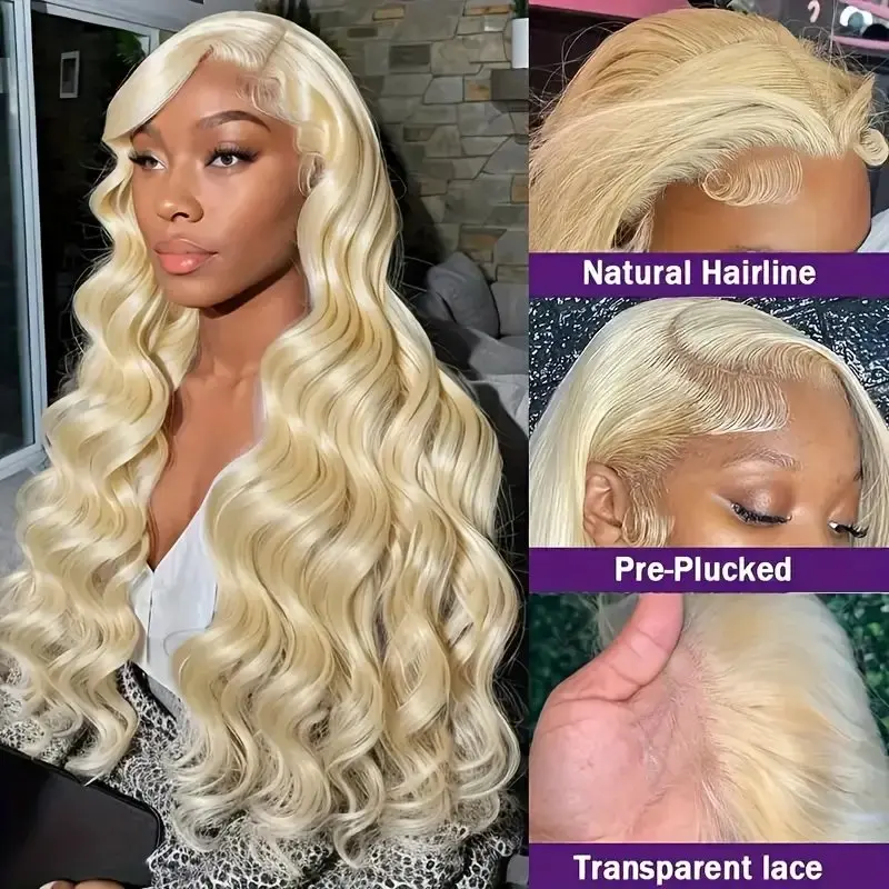 22 36 Inch 13x4 Frontal 613 Blonde Colored 13x6 HD Lace Body Wave Water Wave Pre-plucked For Women Human Hair Wig 150 Density