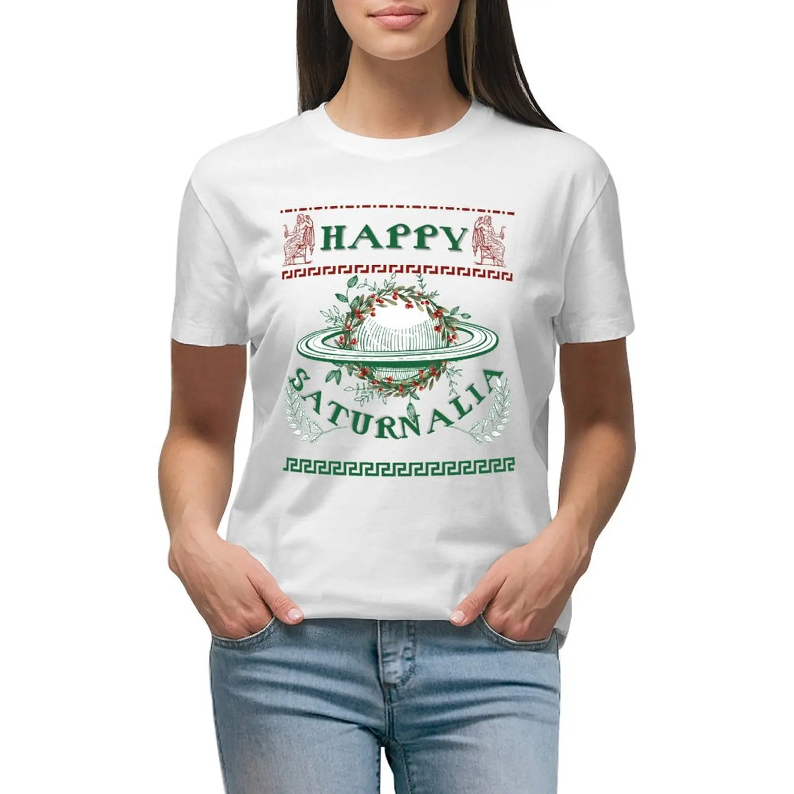 

Happy Saturnalia - Pagan Holiday T-shirt animal print shirt for girls anime clothes plus size tops t shirt for Women