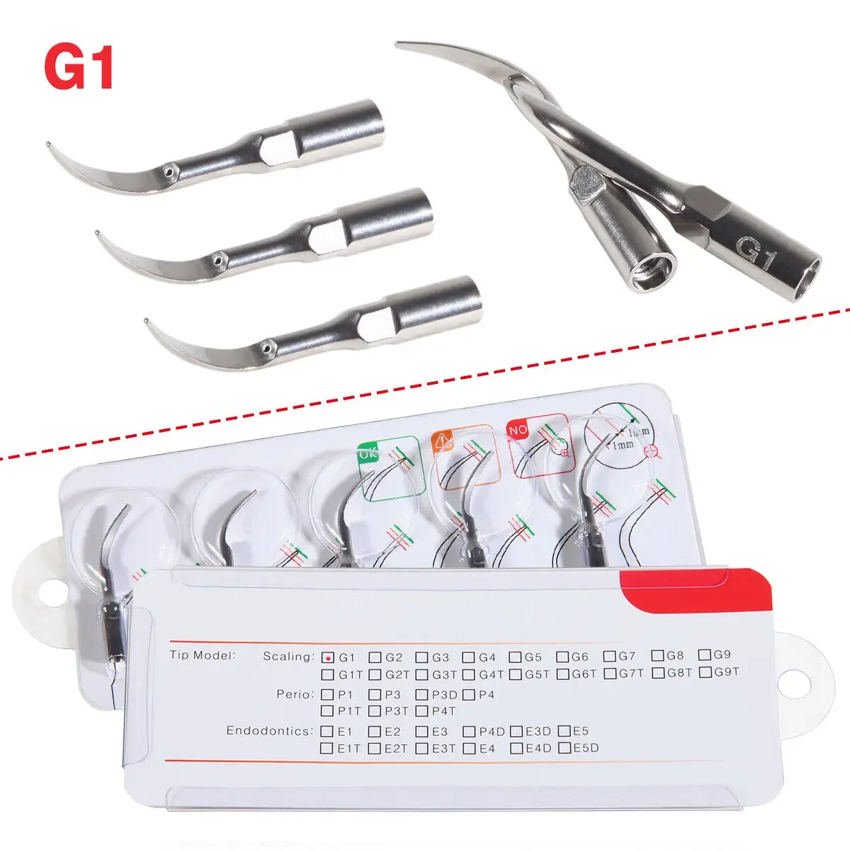 10PCS Dental Ultrasonic Piezo Scaler Scaling Tip G1 For  EMS Woodpecker Cavitron Handpiece