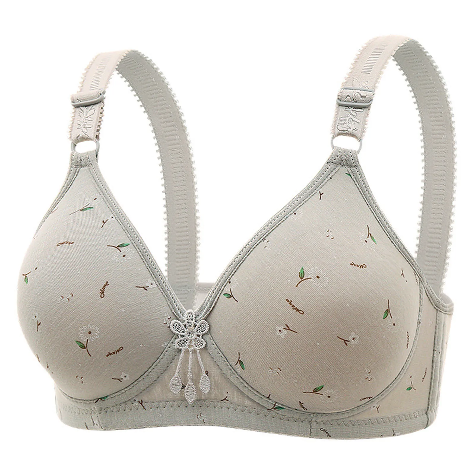 Thin Bra Traditional Thin Mold Cup for Middle-aged and Elderly Women Without Steel Ring Printed Bra Underwear push up bralette