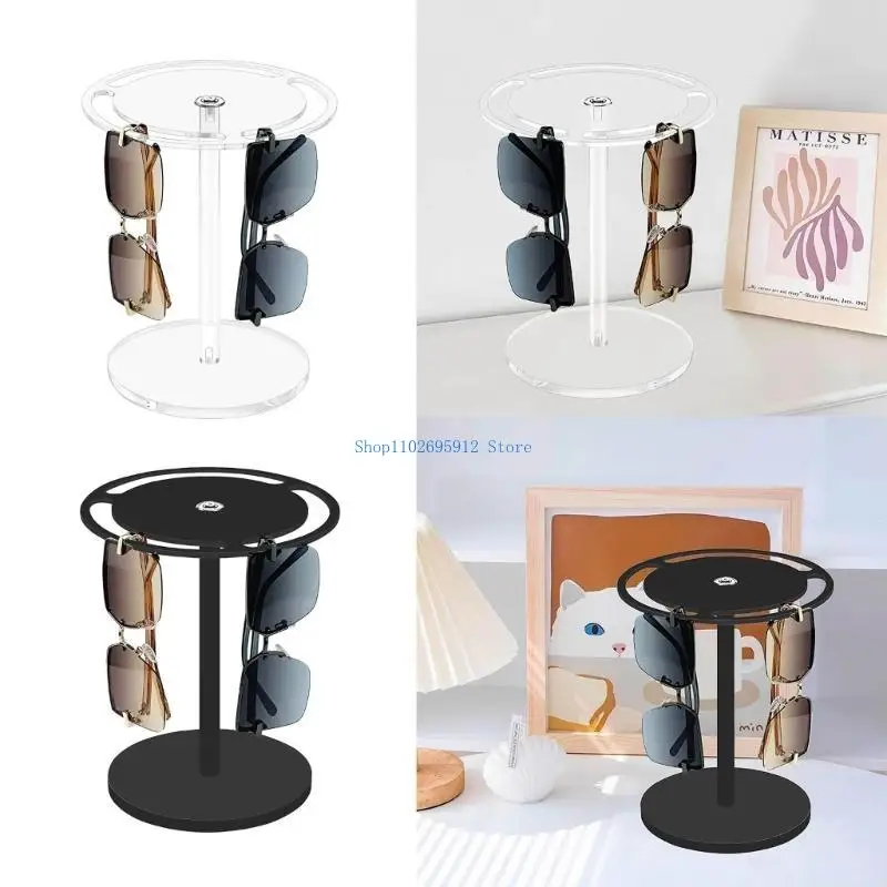 

N7YE Modern Acrylic Sunglasses Holder 360° Rotating Glasses Showcase with 3 Slots