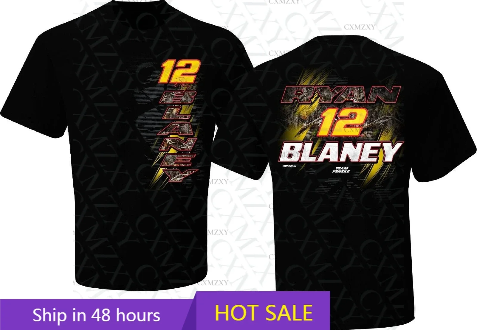 RYAN BLANEY #12 NAS CAR TEAM PENSKE BLACK CAMO SHORT SLEEVE TEE SHIRT L3912 NEW