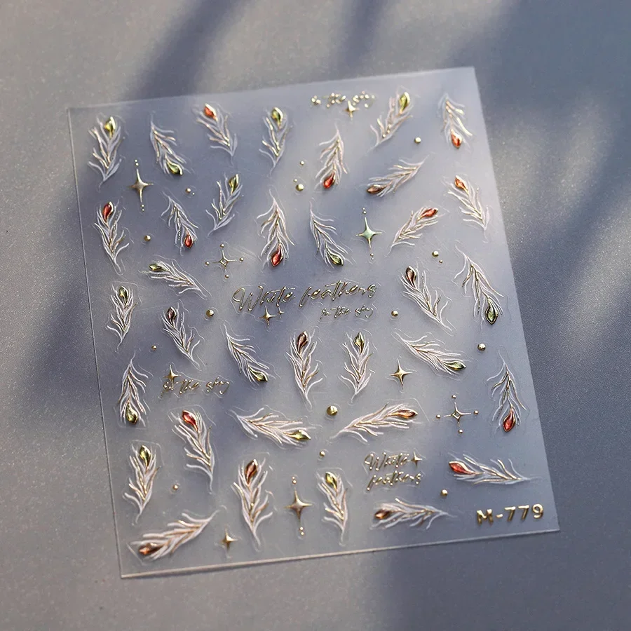 5D أجنحة سوداء ريشة الملاك شيطان الشيطان حالمة الساخن ختم الإنجليزية إلكتروني لاصق مسمار الفن ملصقات مانيكير أداة الشارات #5