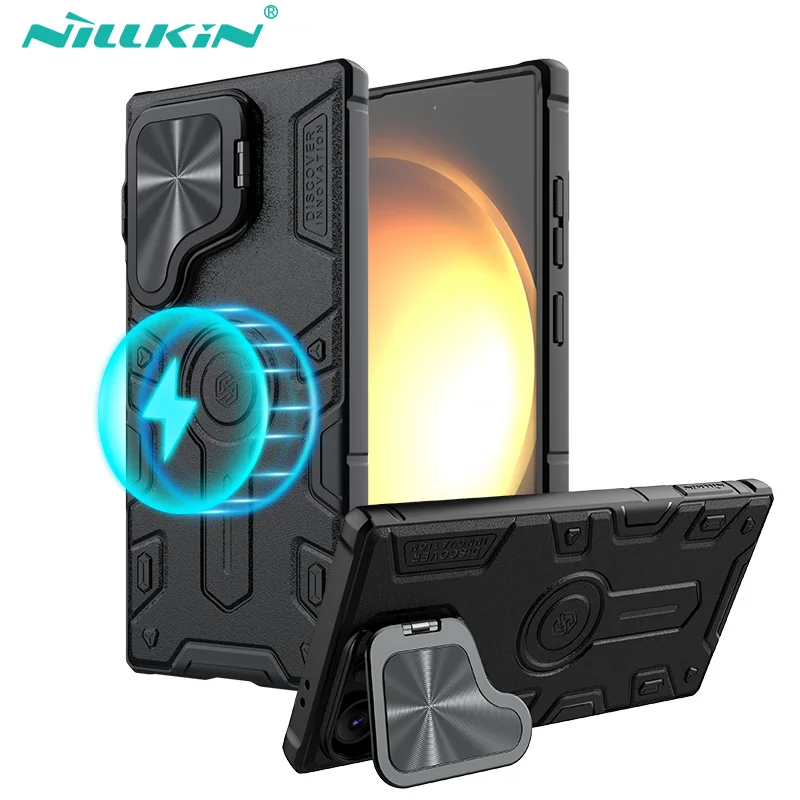 

For Samsung Galaxy S24 Ultra Magsafe Case Nillkin CamShield Armor Prop Foldable Lens Stand Magnetic Cover For Samsung S24 Ultra