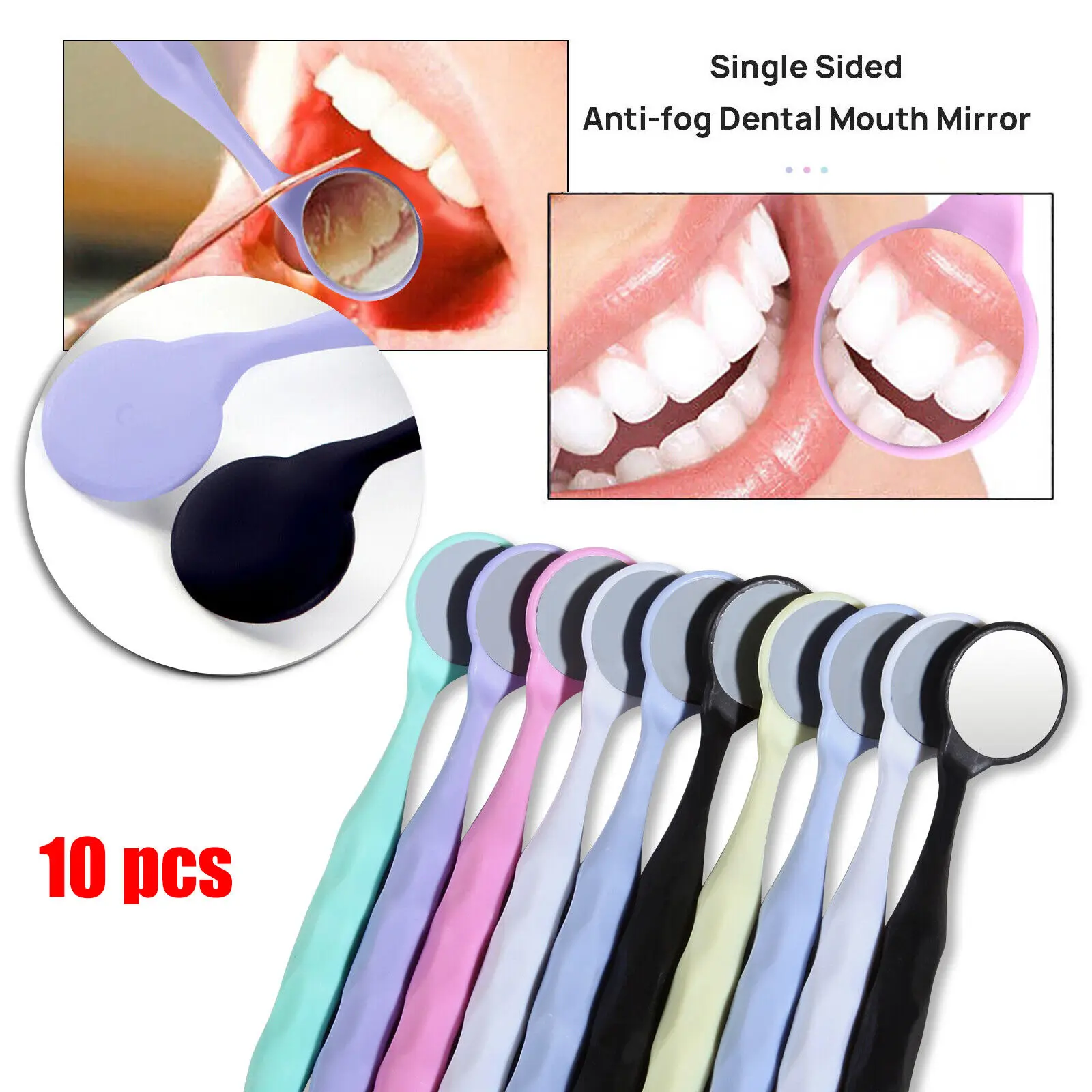 

10pcs Dental Mouth Mirrors Single Sided Anti-fog Reflector Oral Mirror Tooth Whitening