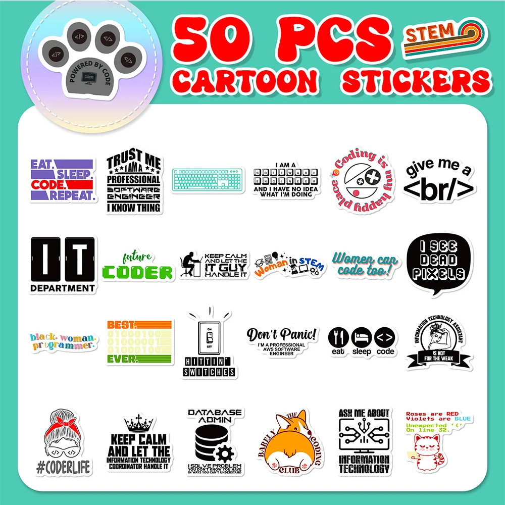 10/30/50pcs Programming Language Stickers Hacker Programmer Program Sticker Suitcase Notebook Bike Phone Laptop Decal Waterproof