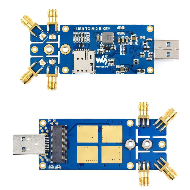 

Raspberry Pi USB 3.1 To M.2 Key B Port 5G DONGLE Плата расширения 4 антенны Корпус из алюминиевого сплава для Raspberry Pi 4B