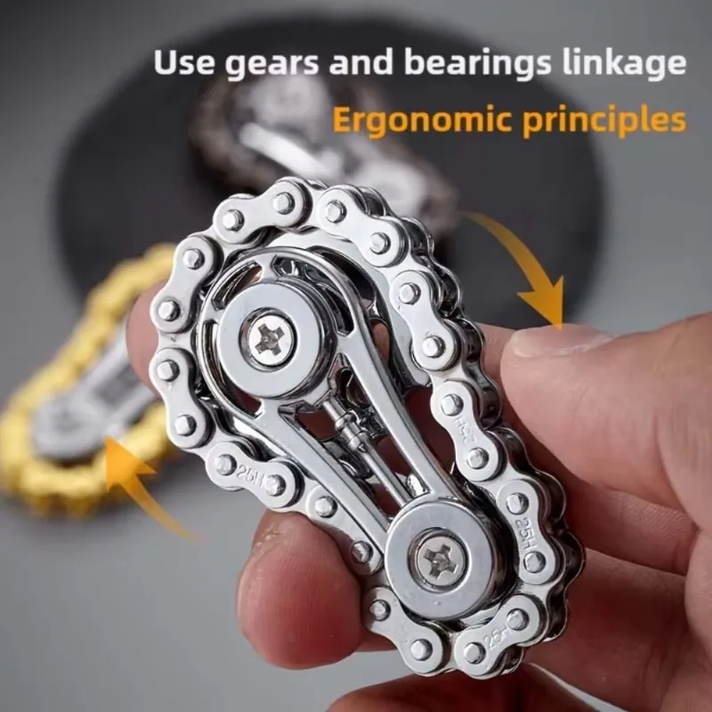 1/3 Pcs Pressure Relief Finger Chain Toothed Flywheel Chain Fidget Spinner Anxiety Relief Tool Gear Mechanical Metal Edition