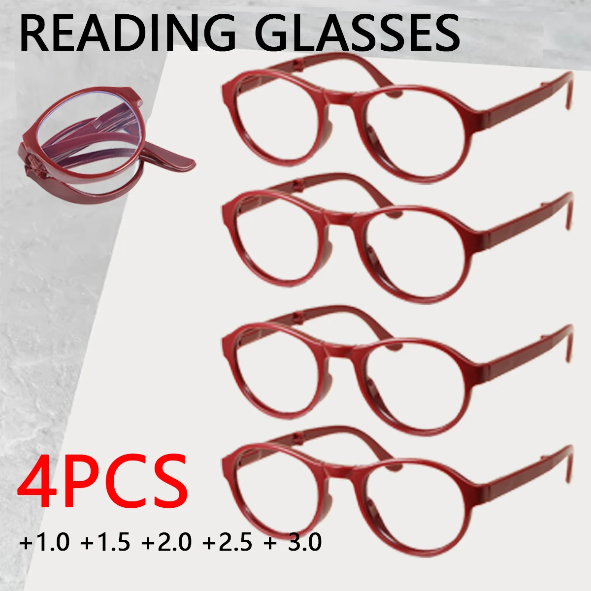 

4PCS Folding Presbyopia Glasses Finished Hyperopia Glasses The Elderly Anti Blue Glasses Frames Women Folding Presbyopia Glasses