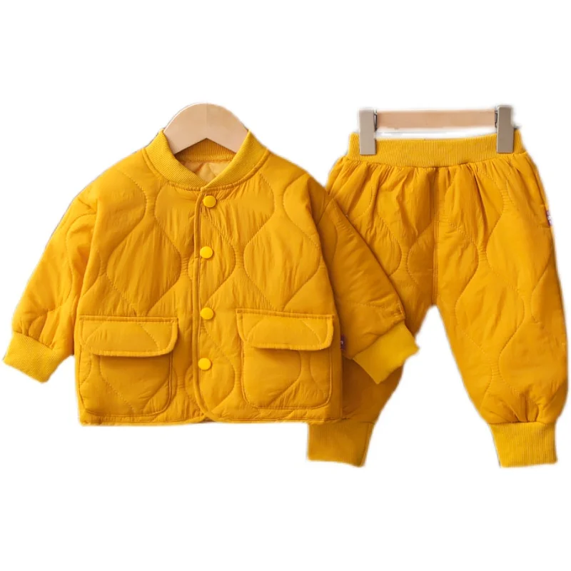 Brand Tracksuits Winter Autumn Baby Boy Clothes Full Sleeve Solid Parkas Pants 2pcs/set Cotton Suits Children Clothing Toddler x