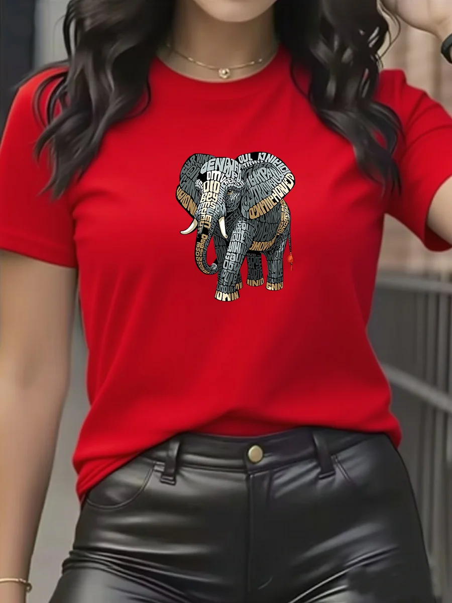 أزياء الصيف العلامة التجارية الفاخرة الفيل طباعة تي شيرت، الرجال والنساء القطن الخالص قصيرة الأكمام تي شيرت، قمة للجنسين.