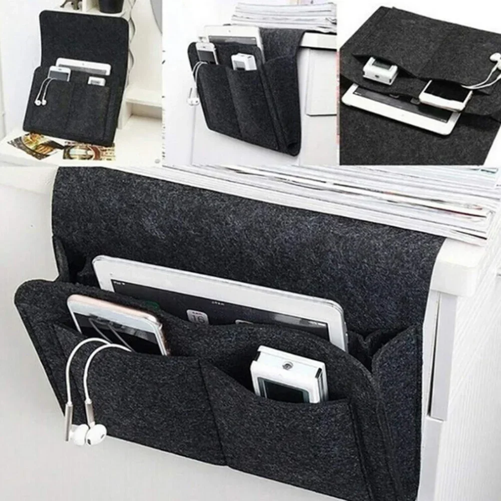 1pc Felt Bedside Storage Organizer Anti-Slip Bedside Bag Bed Sofa Side Hanging Couch Storage Remote Control Bed Holder Pockets