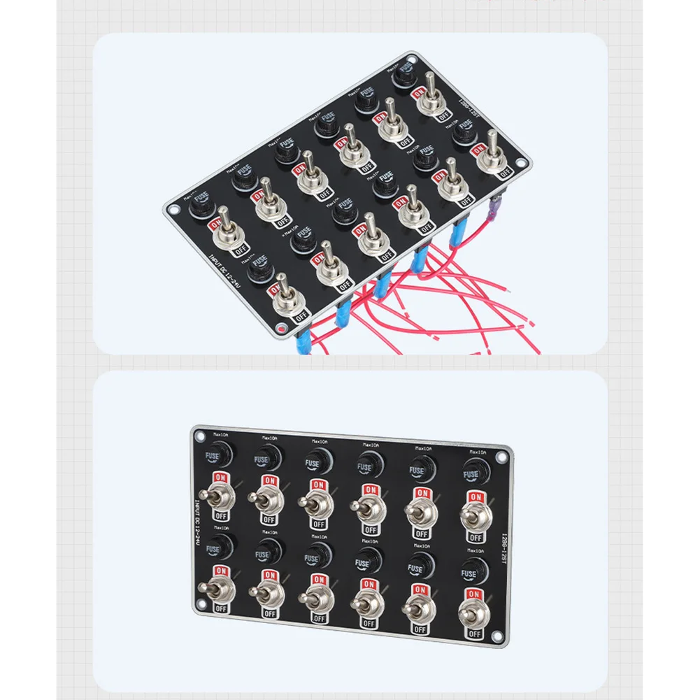 

Marine Switch Panel 12 Gang Switch Panel Waterproof Design Dustproof Protection Built-in 10a Fuse For Motorhomes