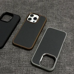 Carbon Fibre Texture for MagSafe Phone Case for iPhone 16 17pro max 14 15 Pro 13 Magnetic Wireless Charging Alloy Lens Cover