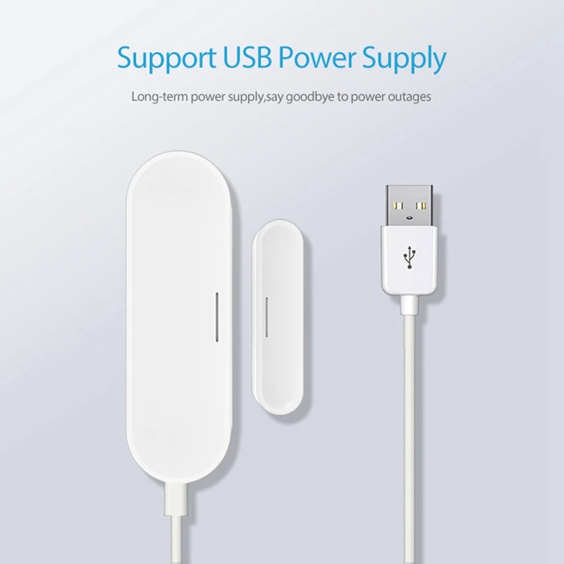 Tuya Smart Door Window Sensor Wifi Smart Home Wireless Door Detectors USB Open/Close APP Remote Alarm