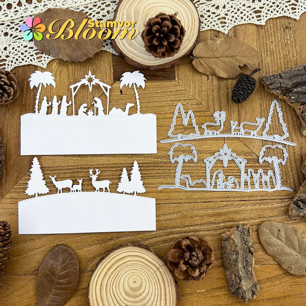 Schöne Weihnachten Wald Krippe halbgeschnittene Metall-Stanzformen Scrapbooking dekorative Prägung