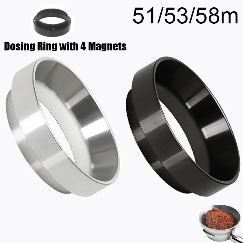 51/53/58mm Intelligent Dosing Ring with 4 Magnets for 51/54/58mm Potafilters, Coffee Powder Bowl Funnel Filter Accessories