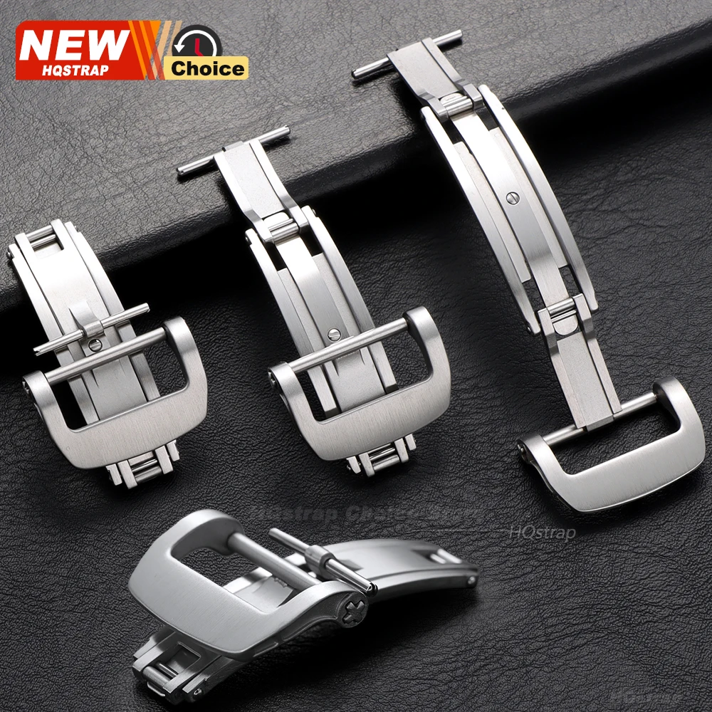 جديد جودة عالية الفولاذ المقاوم للصدأ للطي زر 18 مللي متر 20 مللي متر مزدوج الصحافة فراشة مشبك ل ريتشارد حزام ساعة اليد المشبك الفضة #3